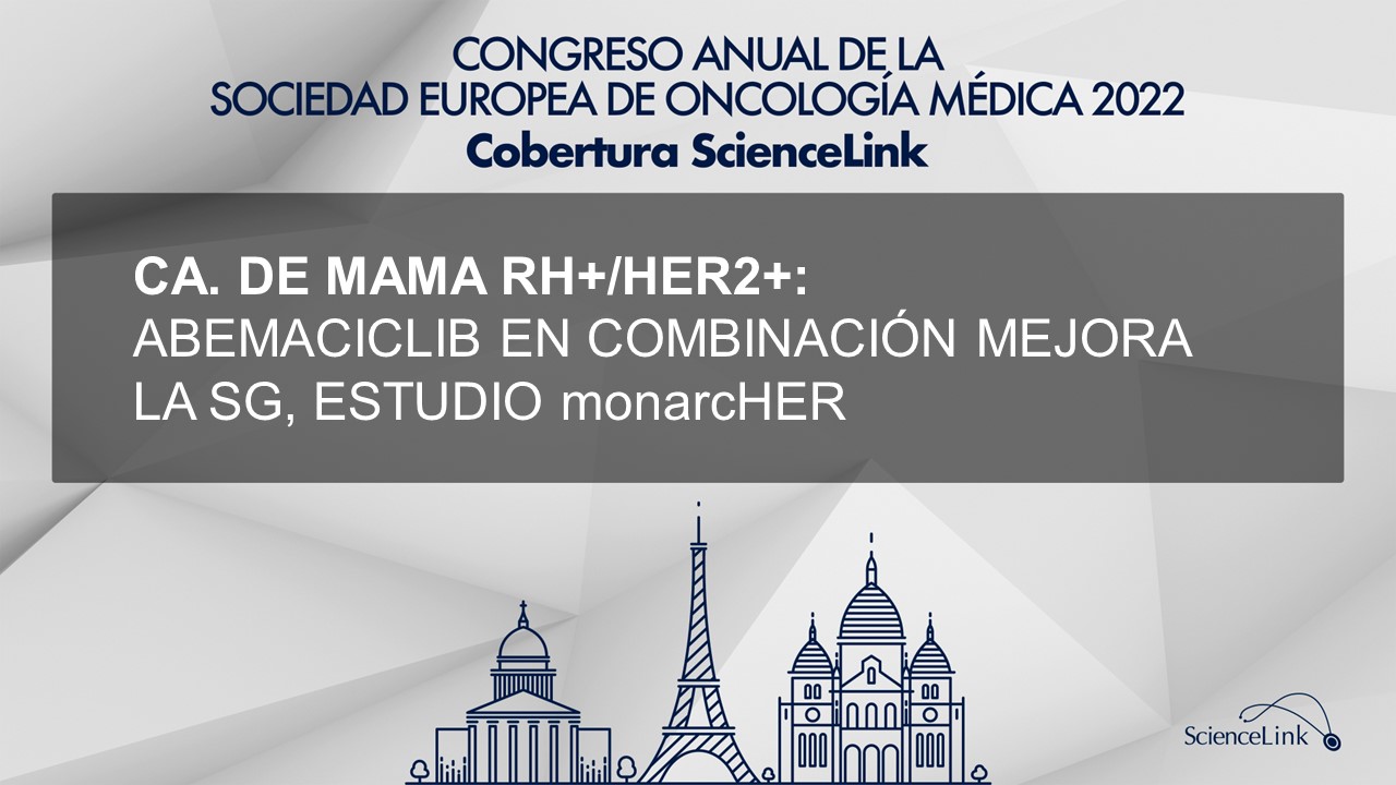 Ca. de mama avanzado RH+/HER2+: Abemaciclib en combinación mejora la SG, estudio monarcHER