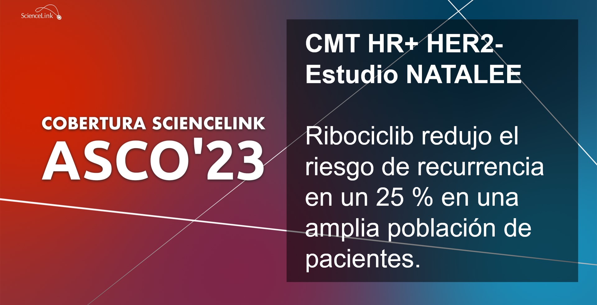 CMT HR+/HER2-: Ribociclib redujo el riesgo de recurrencia en un 25 % en una amplia población de pacientes. Estudio NATALEE