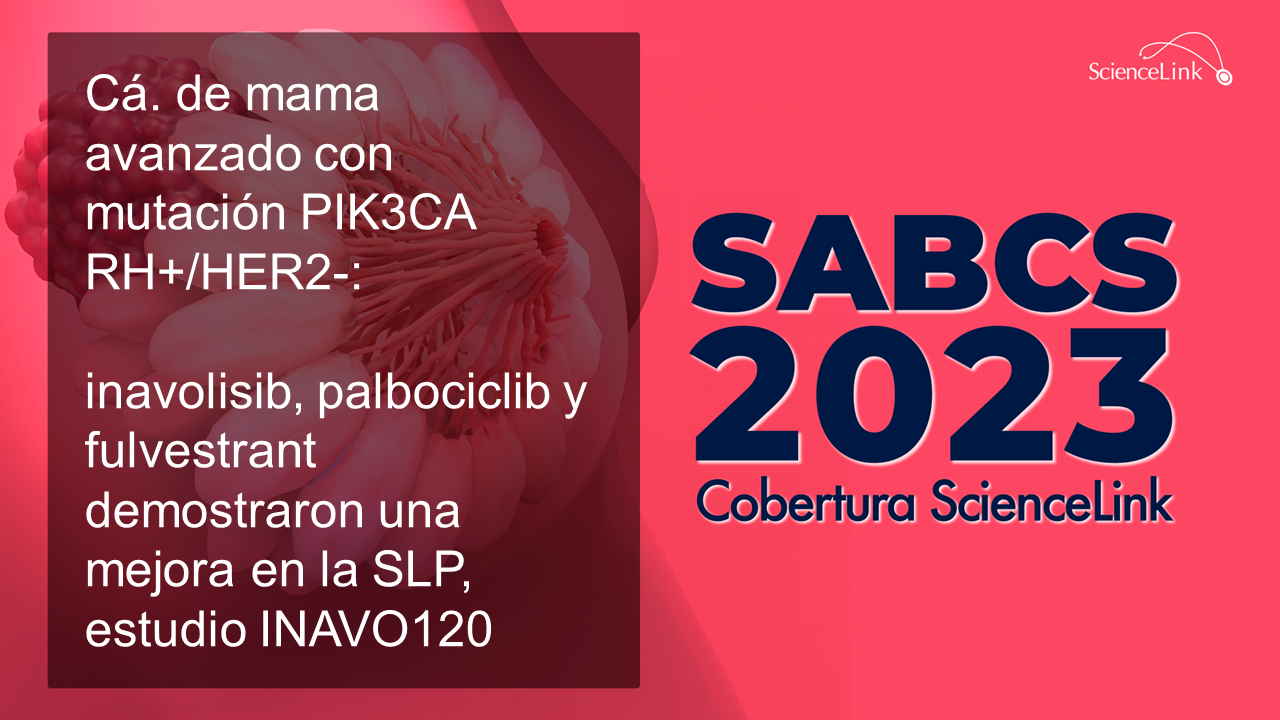 Cá. de mama avanzado con mutación PIK3CA RH+/HER2-: inavolisib, palbociclib y fulvestrant demostraron una mejora en la SLP, estudio INAVO120