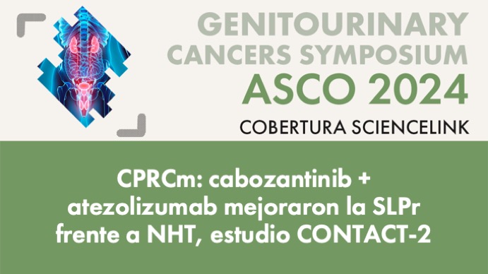 CPRCm: cabozantinib + atezolizumab mejoraron la SLPr frente a NHT, estudio CONTACT-2