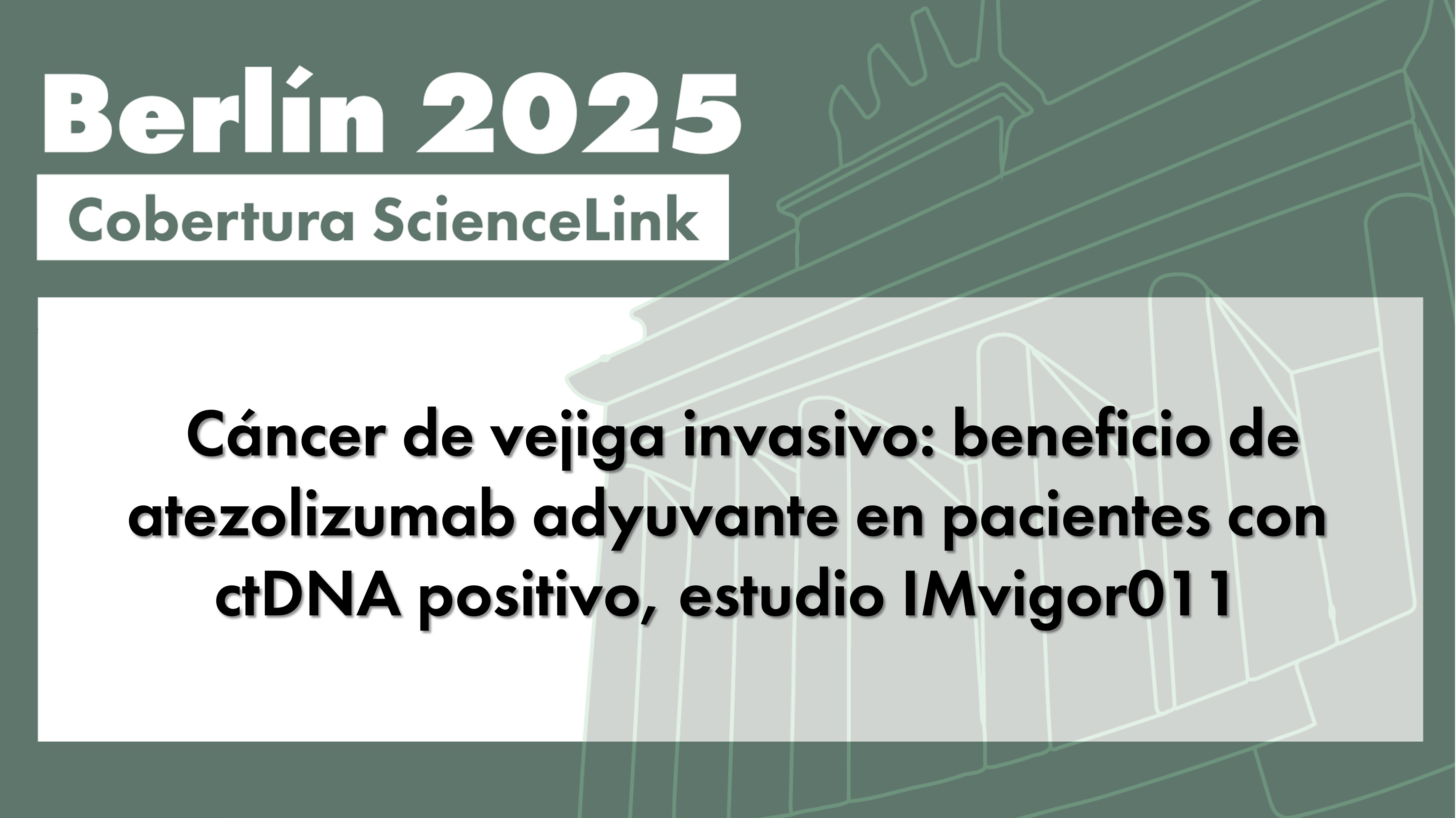 Cáncer de vejiga invasivo: beneficio de atezolizumab adyuvante en pacientes con ctDNA positivo, estudio IMvigor011