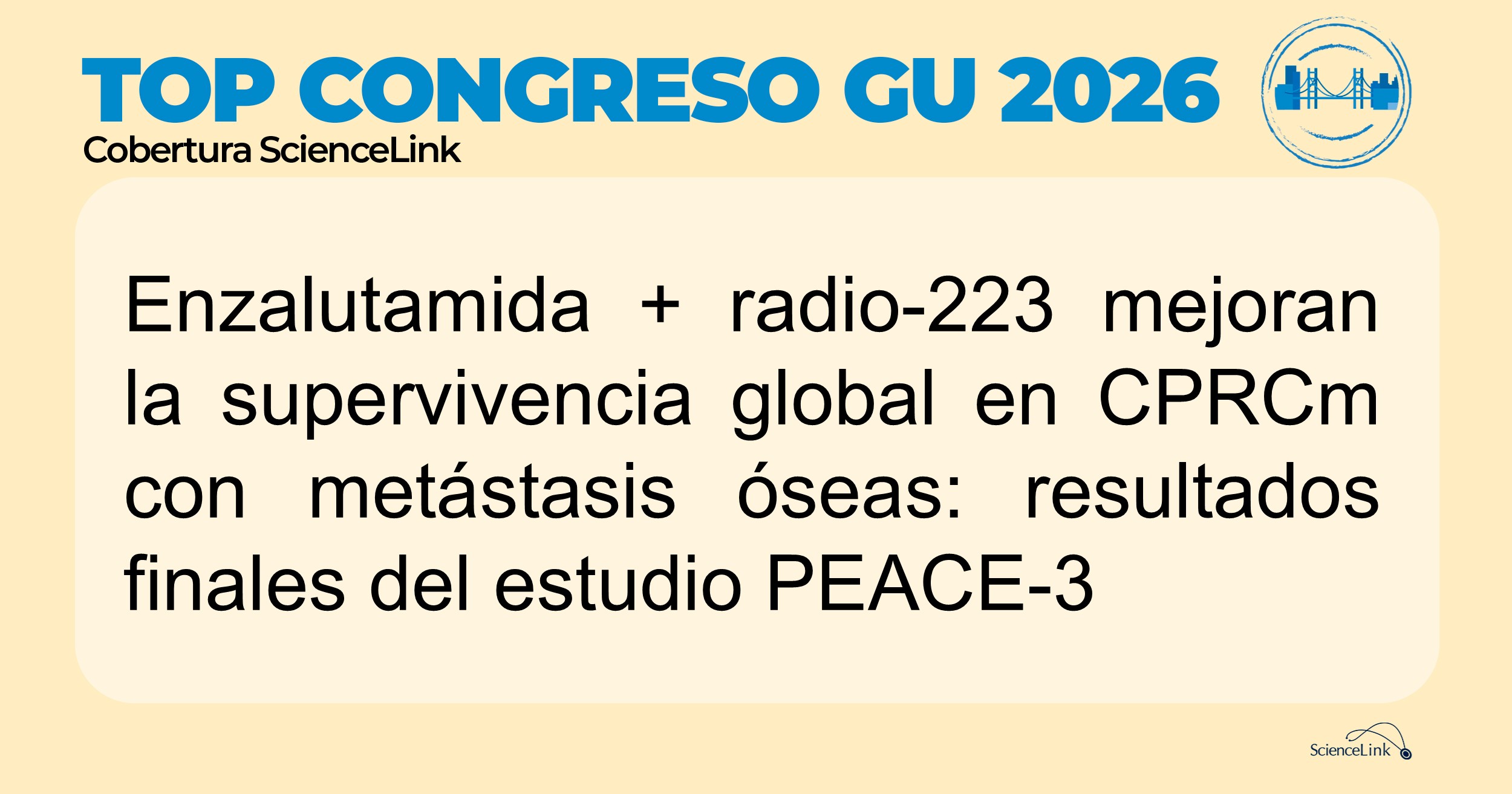Enzalutamida + radio-223 mejoran la supervivencia global en CPRCm con metástasis óseas: resultados finales del estudio PEACE-3