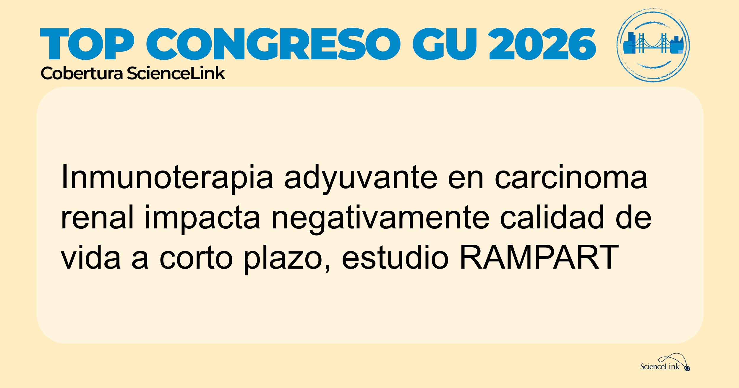 Inmunoterapia adyuvante en carcinoma renal impacta negativamente calidad de vida a corto plazo, estudio RAMPART